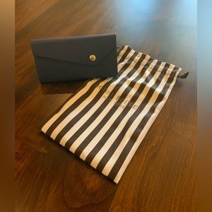 Henri Bendel NEW Navy Foldable Leather Sunglass Case w/ bag